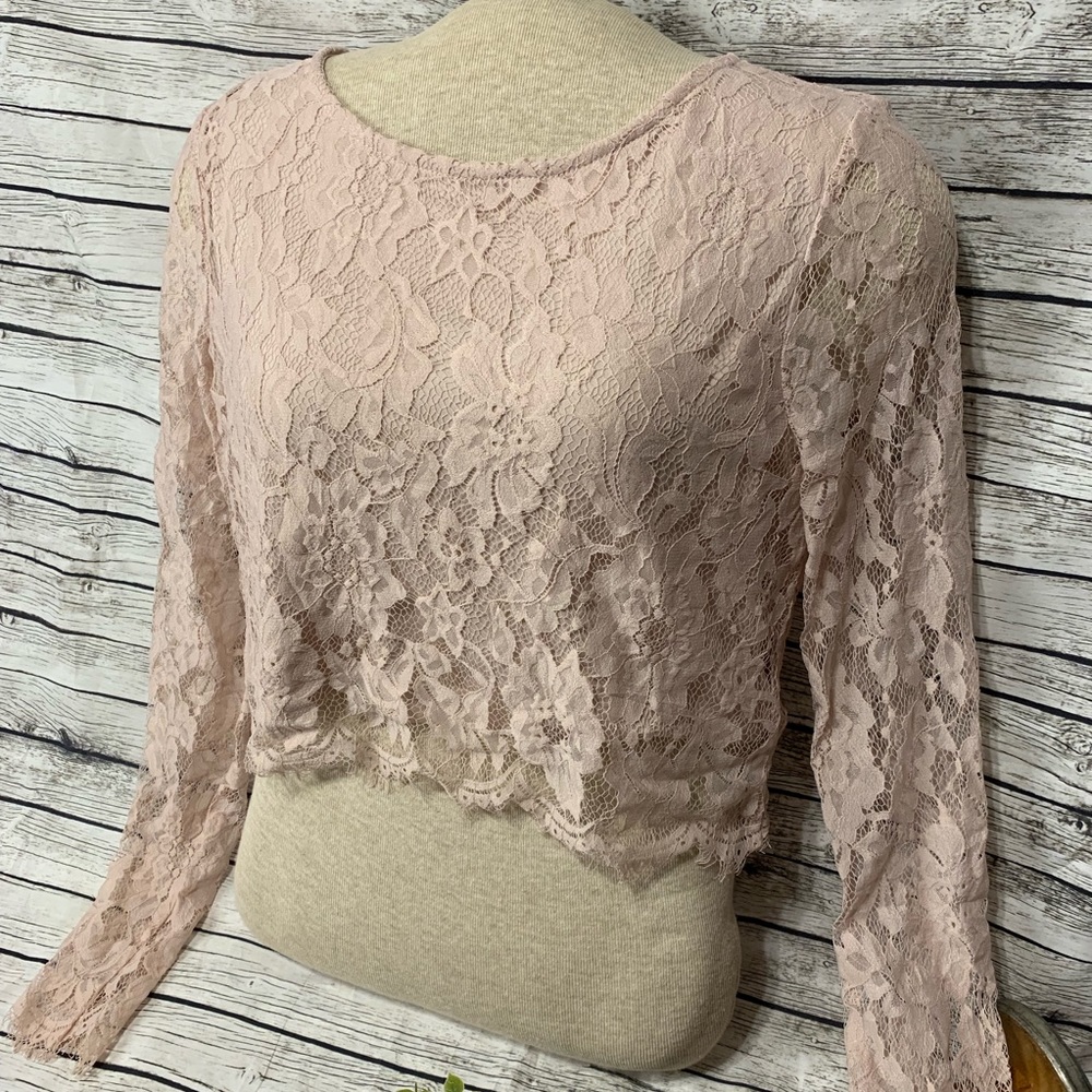 HP {PinkBlush} Lace Maternity Crop Top S Post Maternity Bump - Picture 8 of 14